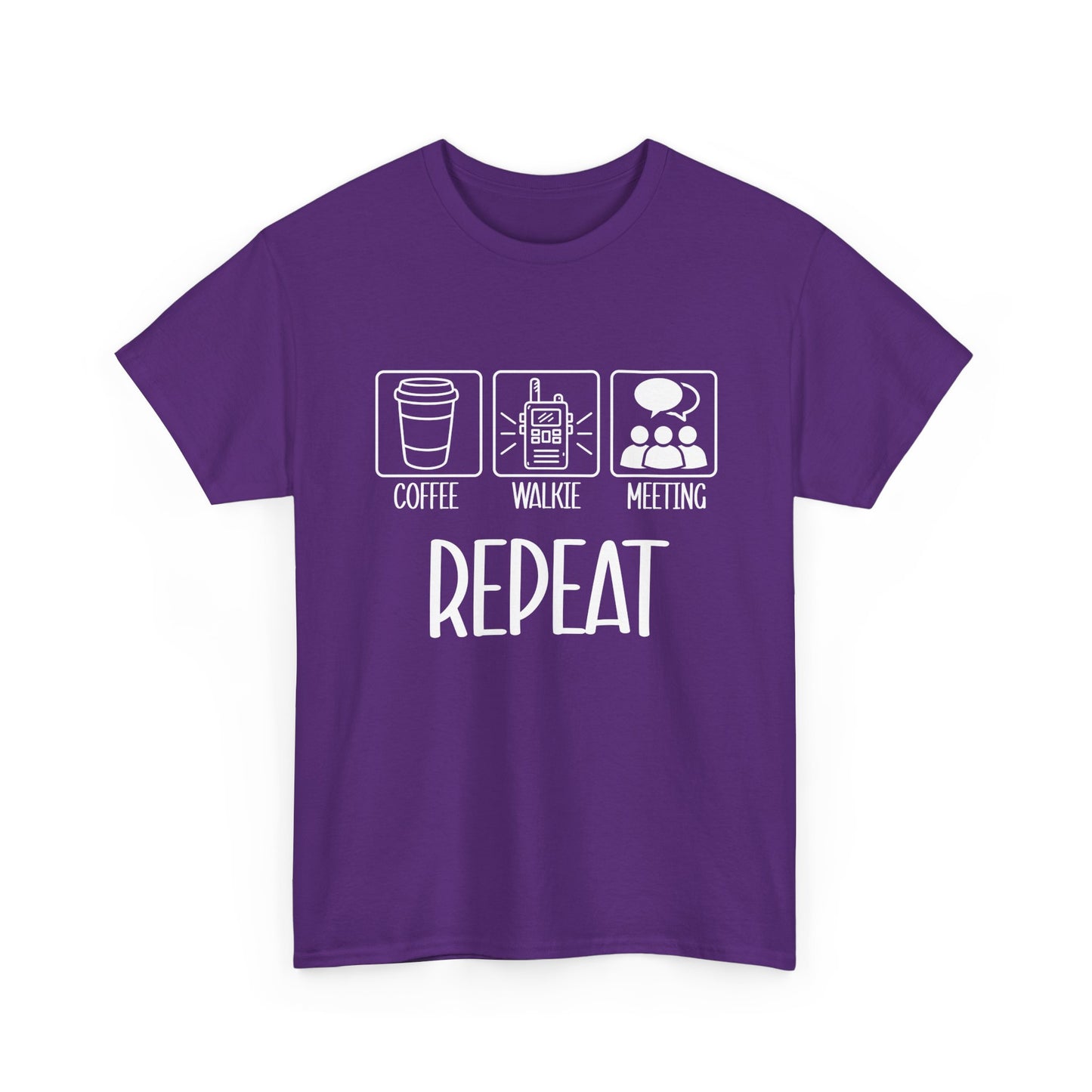 Coffee, Walkie, Meeting Repeat T-Shirt - School Administrator Tee