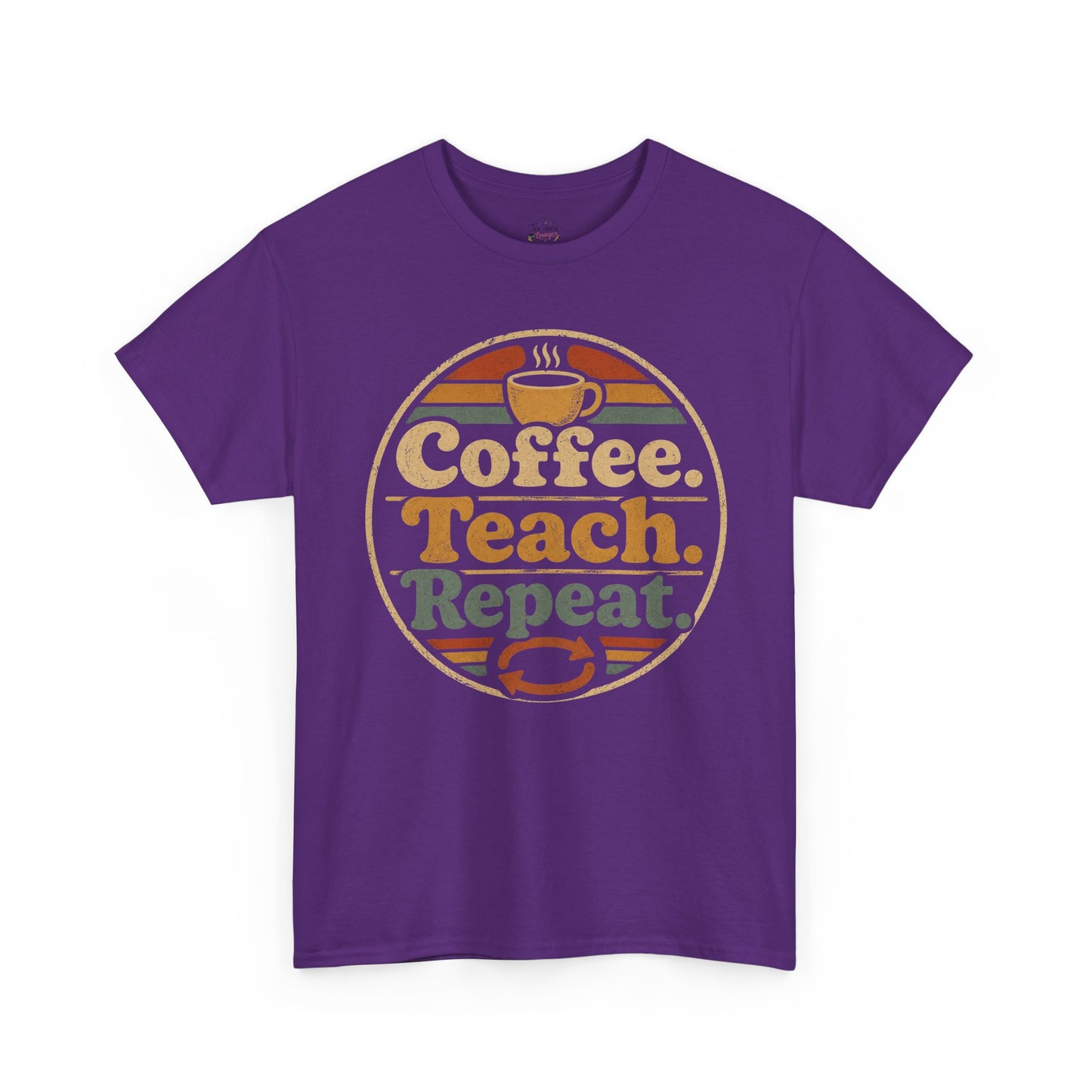 Coffee. Teach. Repeat. Teacher T‑Shirt — Retro Coffee Teacher Tee