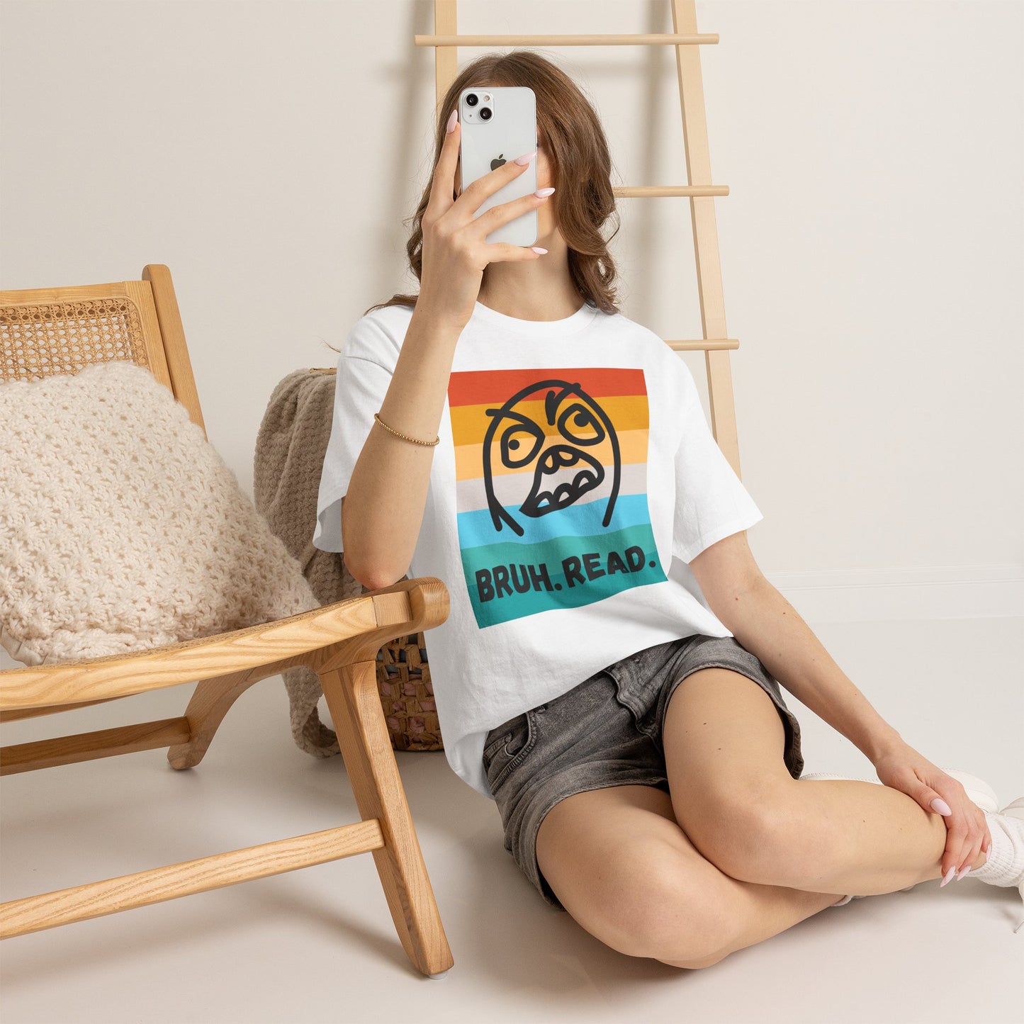Bruh Read Retro Stripe T-Shirt – Funny Reading Meme Tee