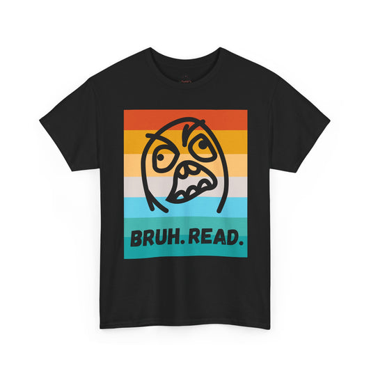 Bruh Read Retro Stripe T-Shirt – Funny Reading Meme Tee