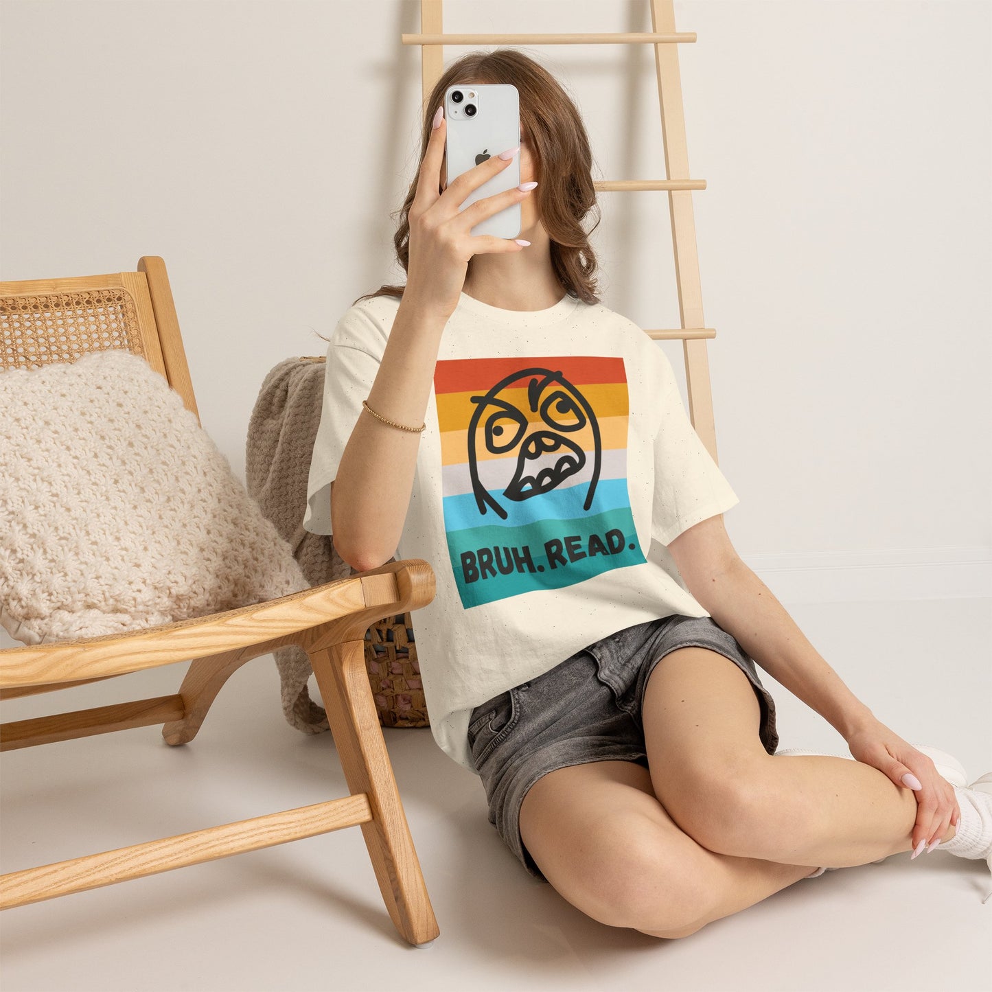 Bruh Read Retro Stripe T-Shirt – Funny Reading Meme Tee