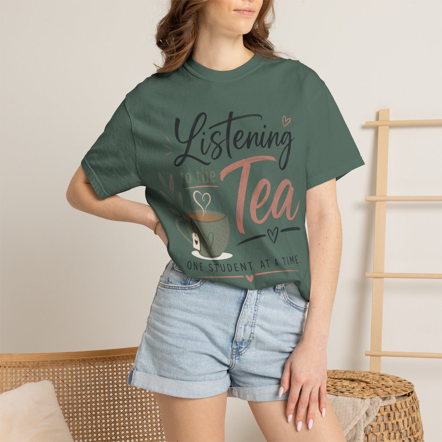 Listening to the Tea One Student at a Time  — Cute Teacher Tea Shirt