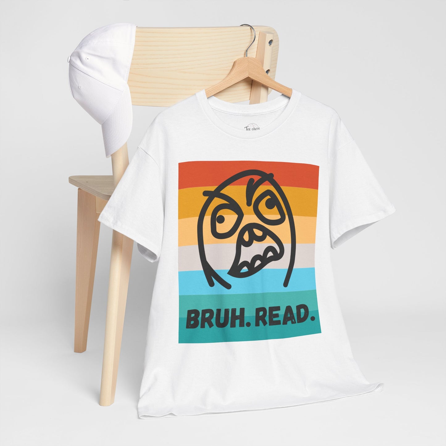 Bruh Read Retro Stripe T-Shirt – Funny Reading Meme Tee