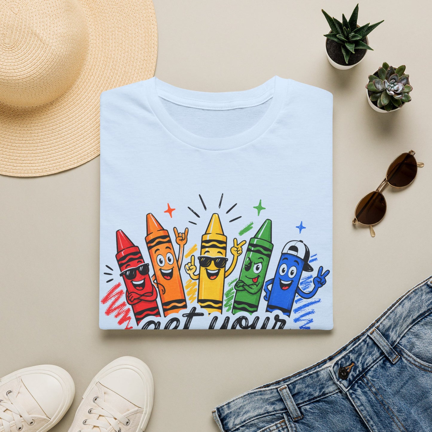 Get Your Crayon On T-Shirt — Colorful Kids & Teacher Graphic Tee