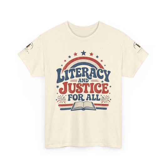 4th of July "Literacy and Justice for All" Retro Education Tee
