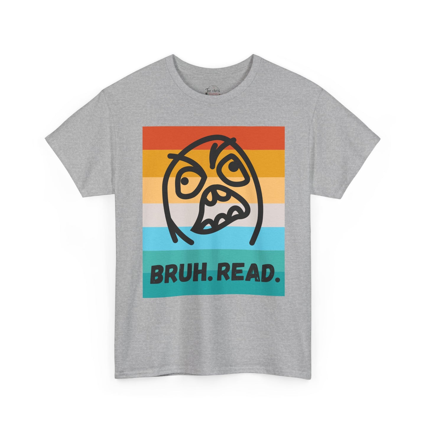 Bruh Read Retro Stripe T-Shirt – Funny Reading Meme Tee