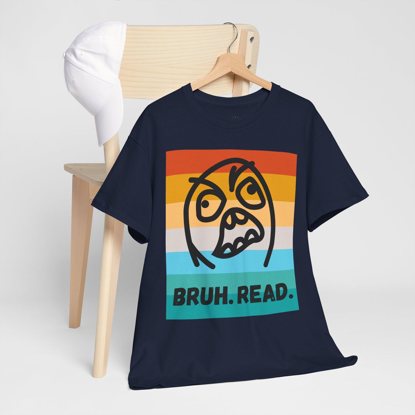 Bruh Read Retro Stripe T-Shirt – Funny Reading Meme Tee
