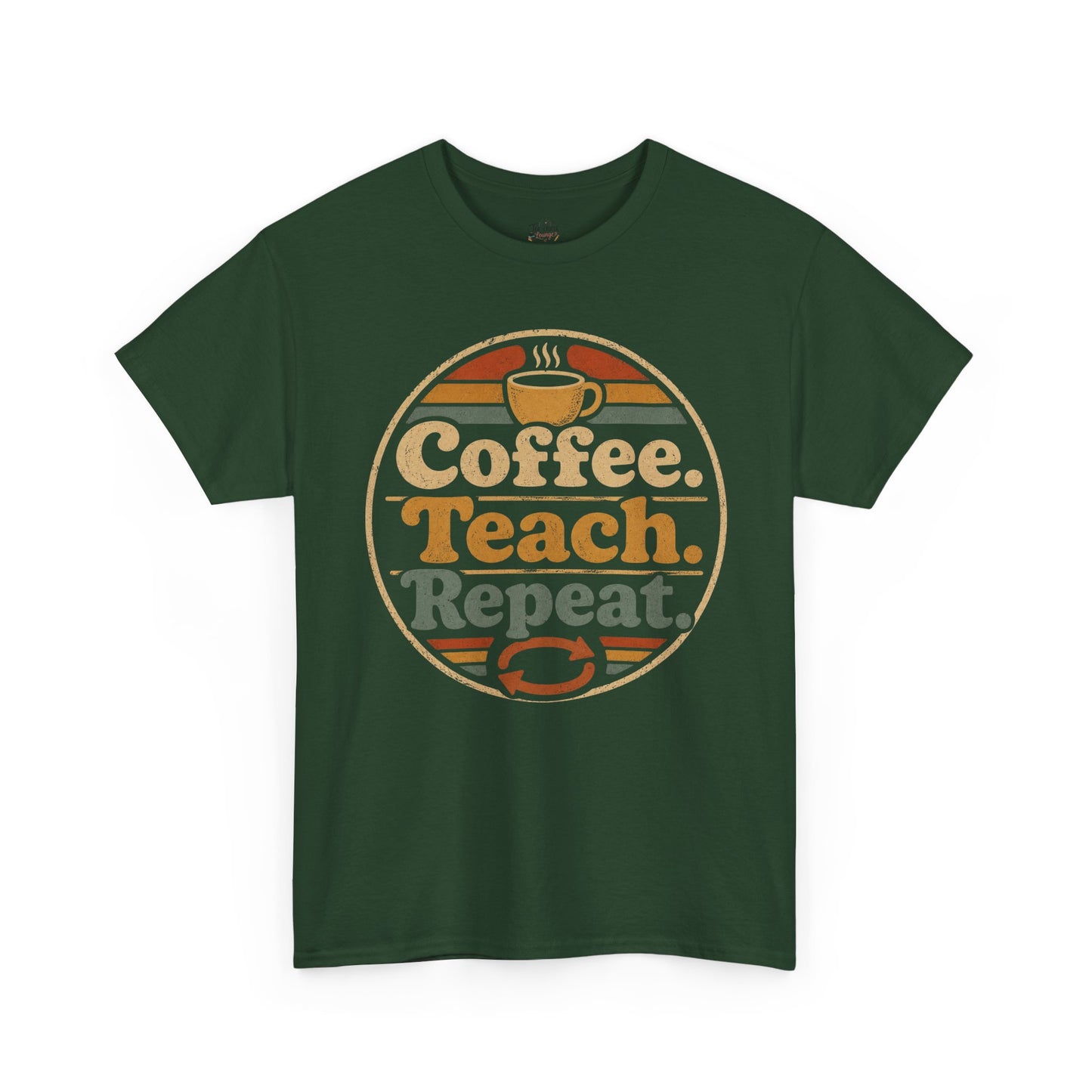 Coffee. Teach. Repeat. Teacher T‑Shirt — Retro Coffee Teacher Tee