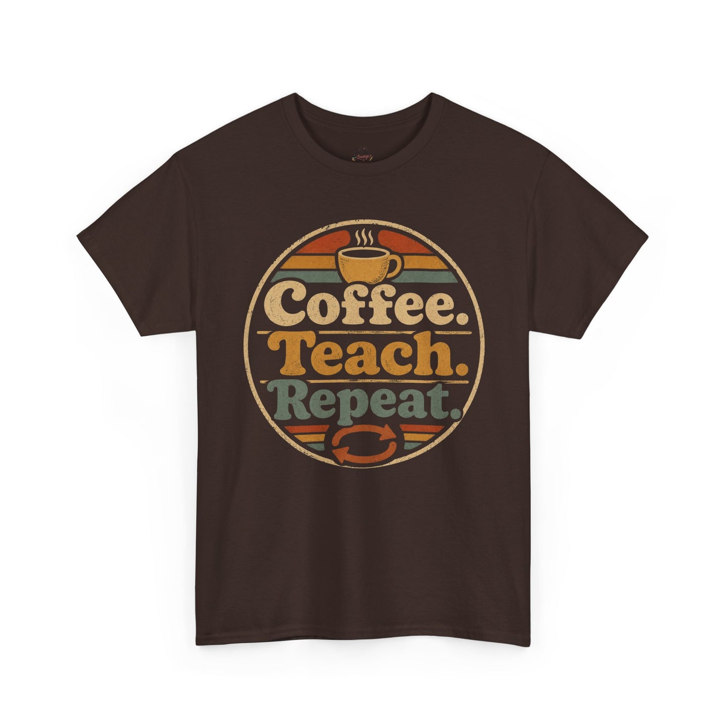 Coffee. Teach. Repeat. Teacher T‑Shirt — Retro Coffee Teacher Tee
