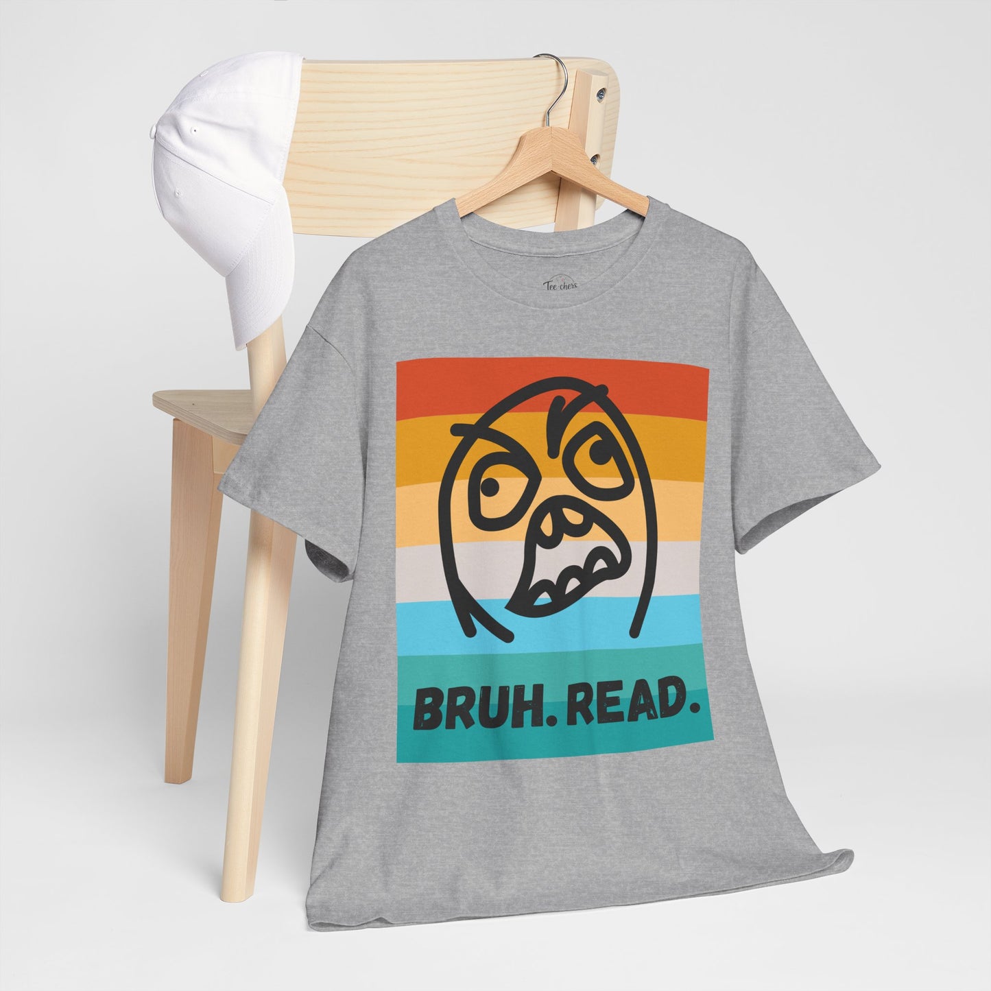 Bruh Read Retro Stripe T-Shirt – Funny Reading Meme Tee