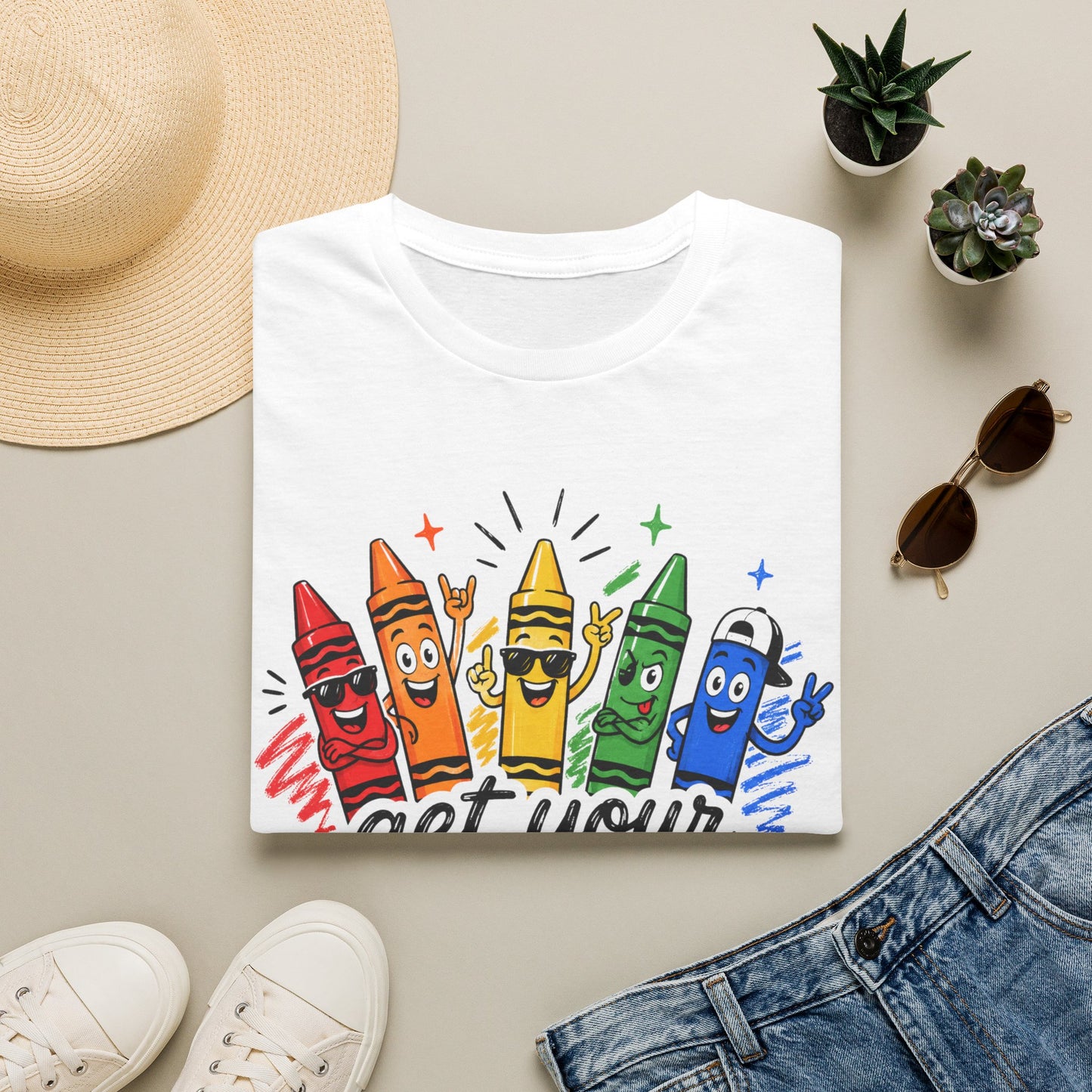 Get Your Crayon On T-Shirt — Colorful Kids & Teacher Graphic Tee