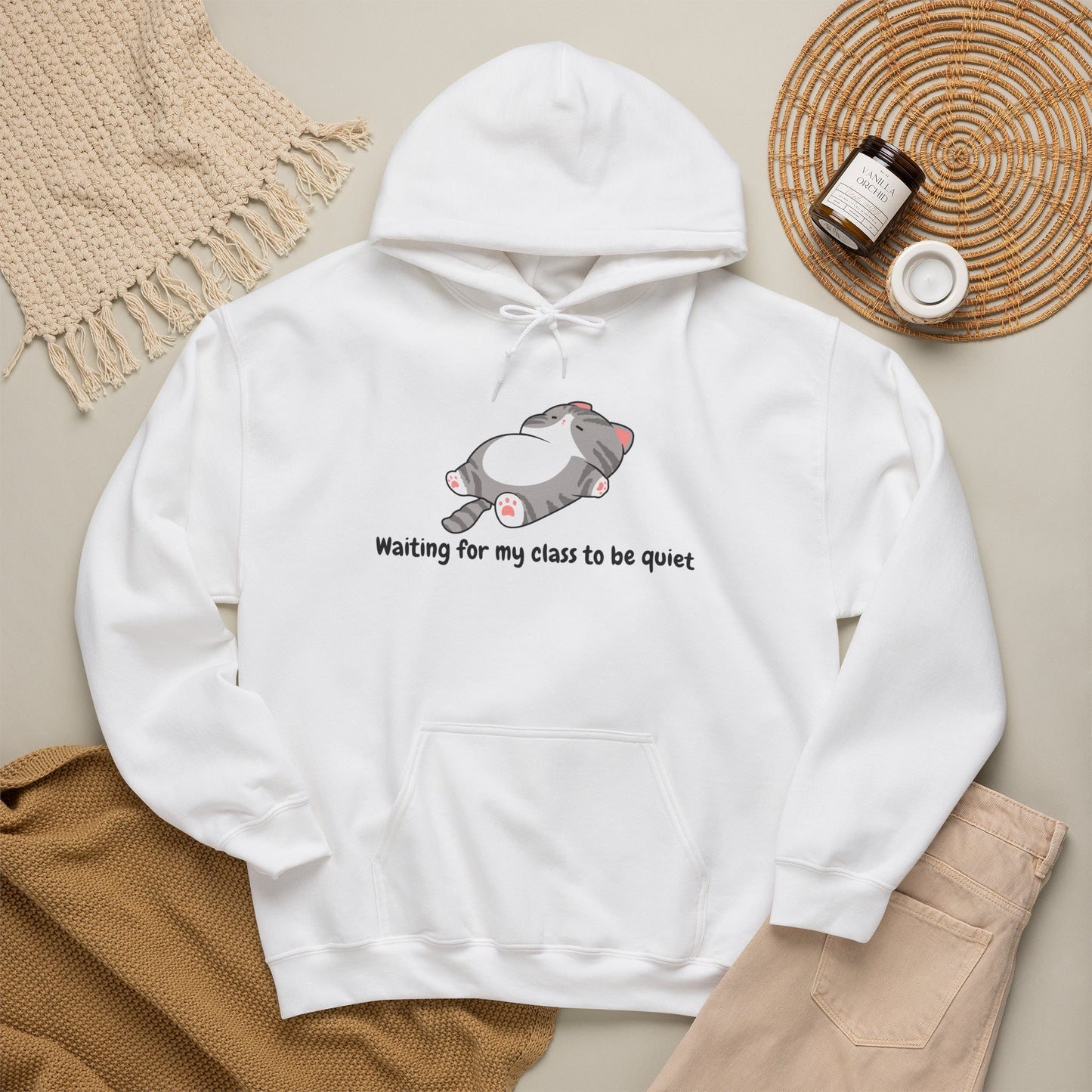 Waiting for my class comfy sweater – "Waiting for my class to be quiet" Cozy TeacherSweatshirt