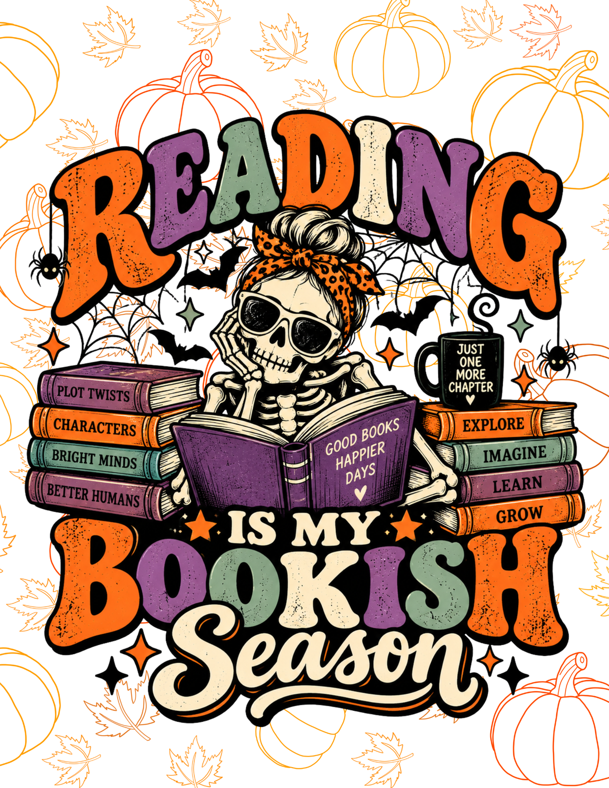 Reading Is My Bookish Season Spooky Retro T-Shirt