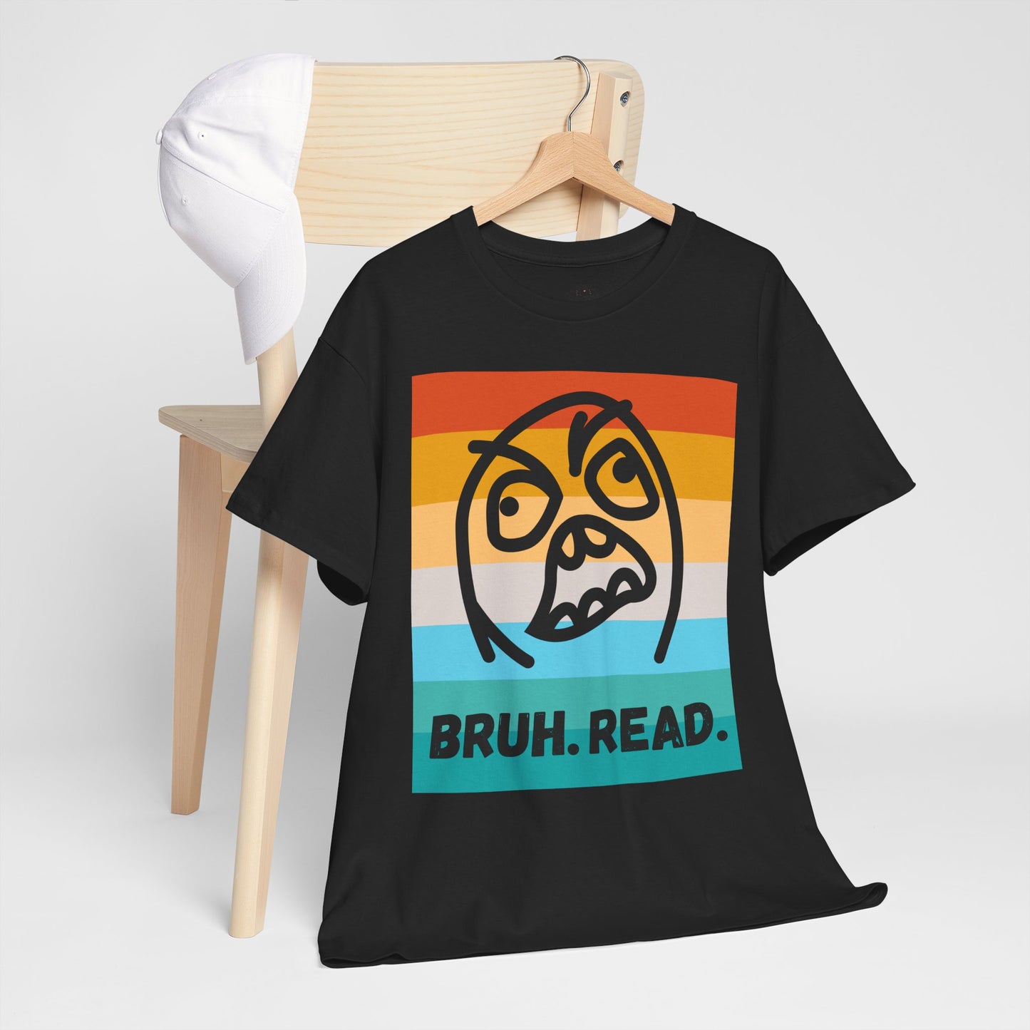 Bruh Read Retro Stripe T-Shirt – Funny Reading Meme Tee