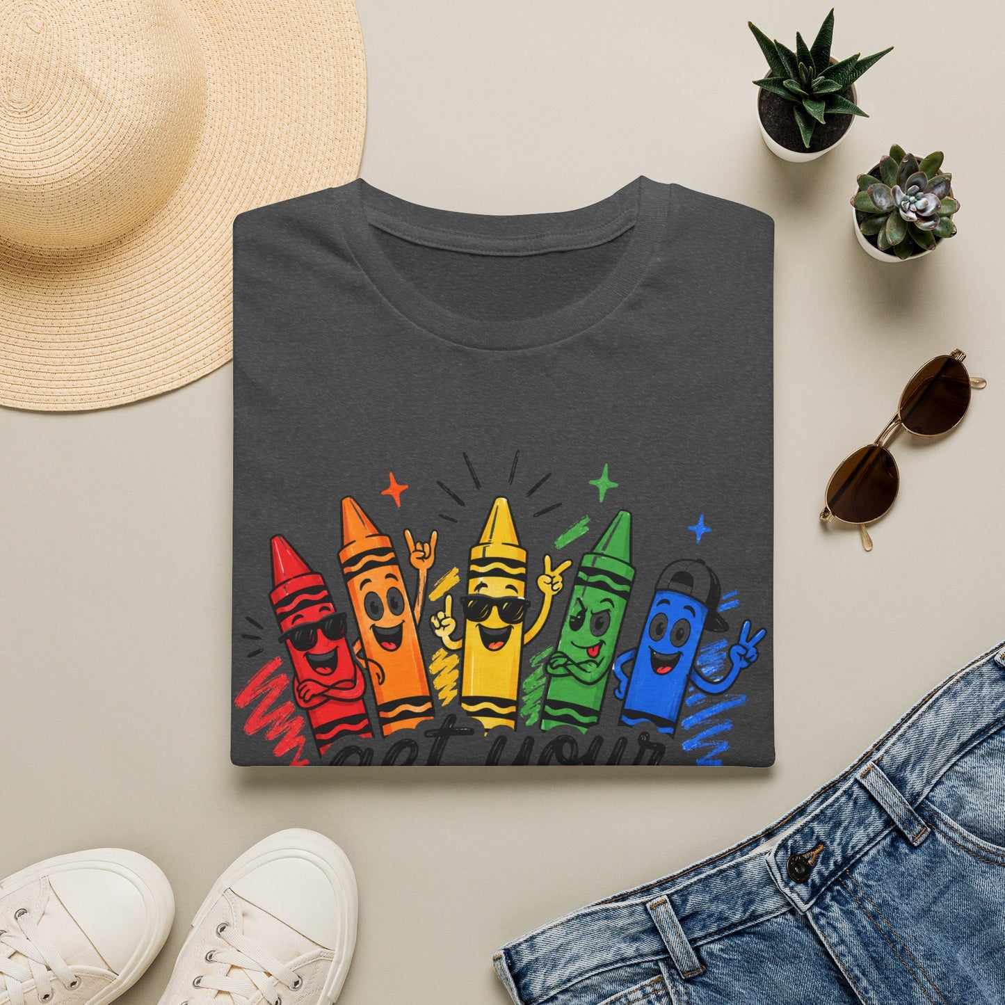 Get Your Crayon On T-Shirt — Colorful Kids & Teacher Graphic Tee