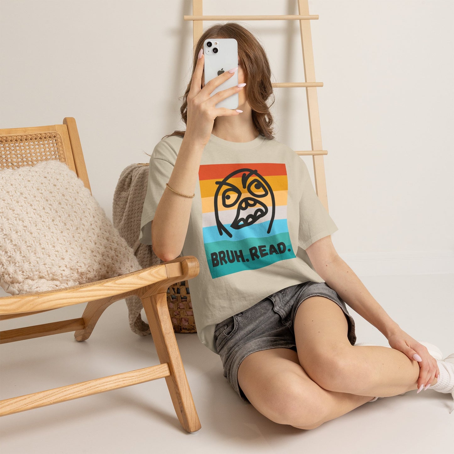 Bruh Read Retro Stripe T-Shirt – Funny Reading Meme Tee