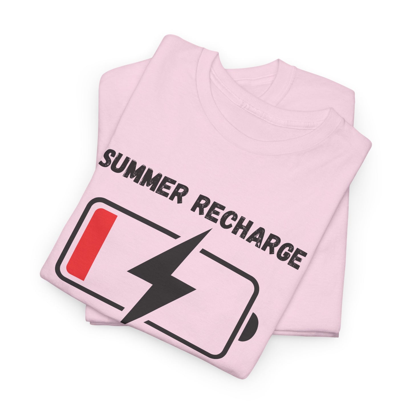 Summer Recharge Activated T-Shirt – Low Battery Battery Icon Graphic Tee for Vacation & Relaxation