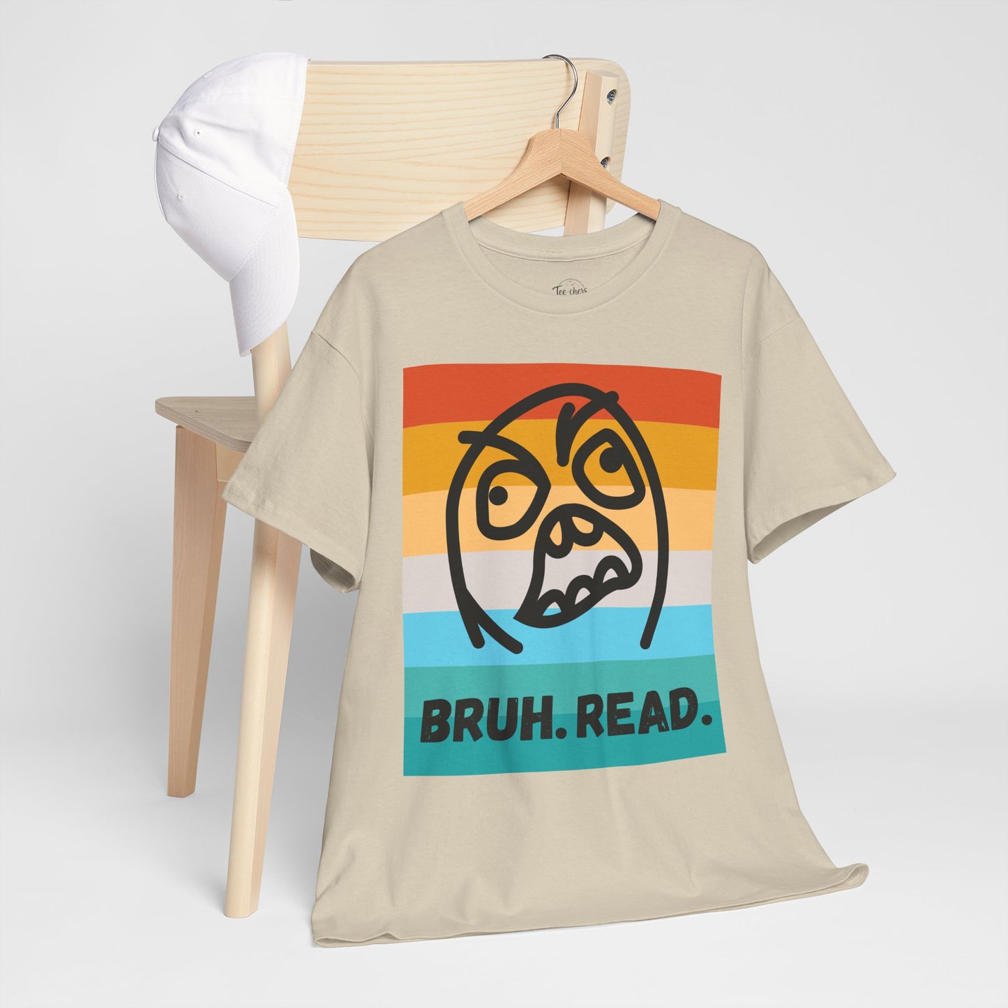 Bruh Read Retro Stripe T-Shirt – Funny Reading Meme Tee