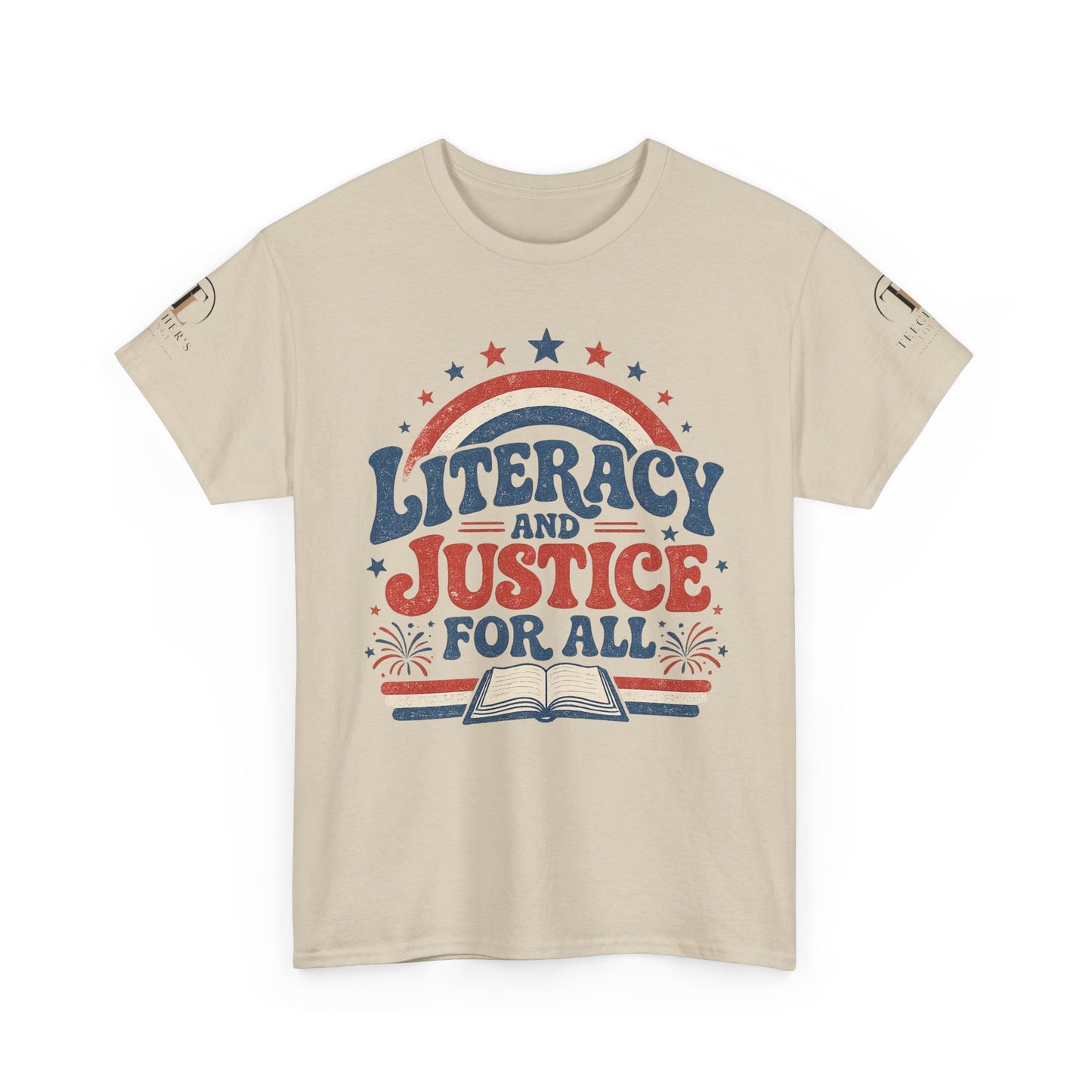 4th of July "Literacy and Justice for All" Retro Education Tee