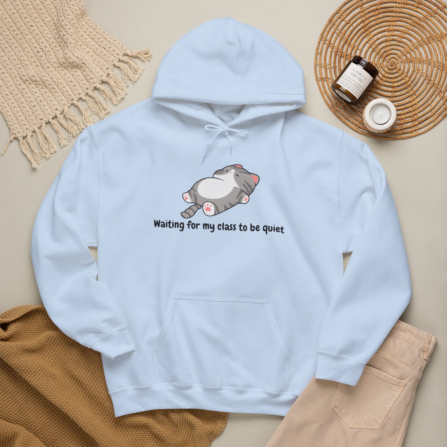 Waiting for my class comfy sweater – "Waiting for my class to be quiet" Cozy TeacherSweatshirt