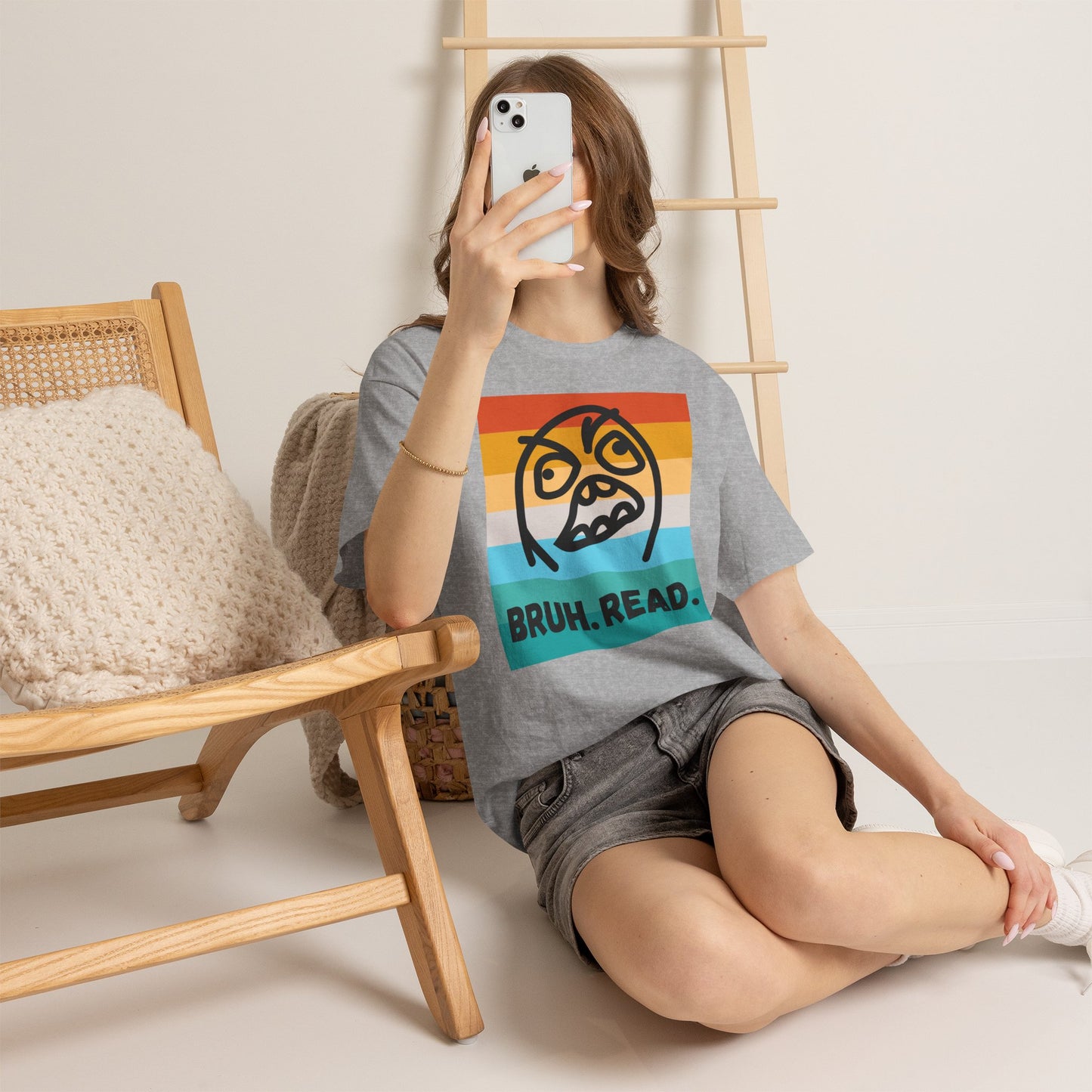 Bruh Read Retro Stripe T-Shirt – Funny Reading Meme Tee
