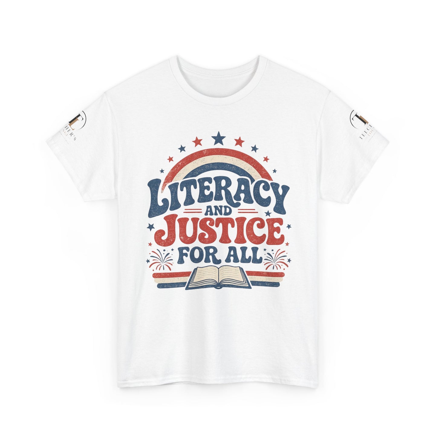 4th of July "Literacy and Justice for All" Retro Education Tee