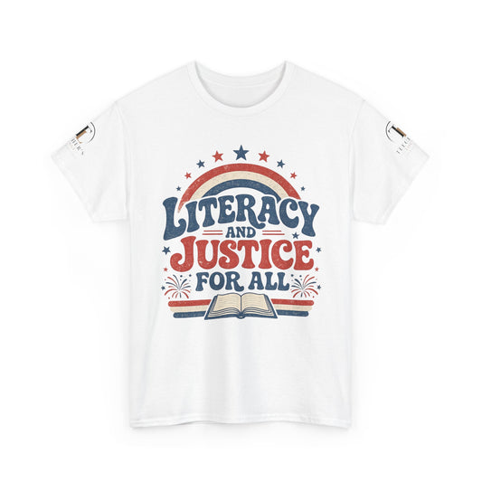4th of July "Literacy and Justice for All" Retro Education Tee
