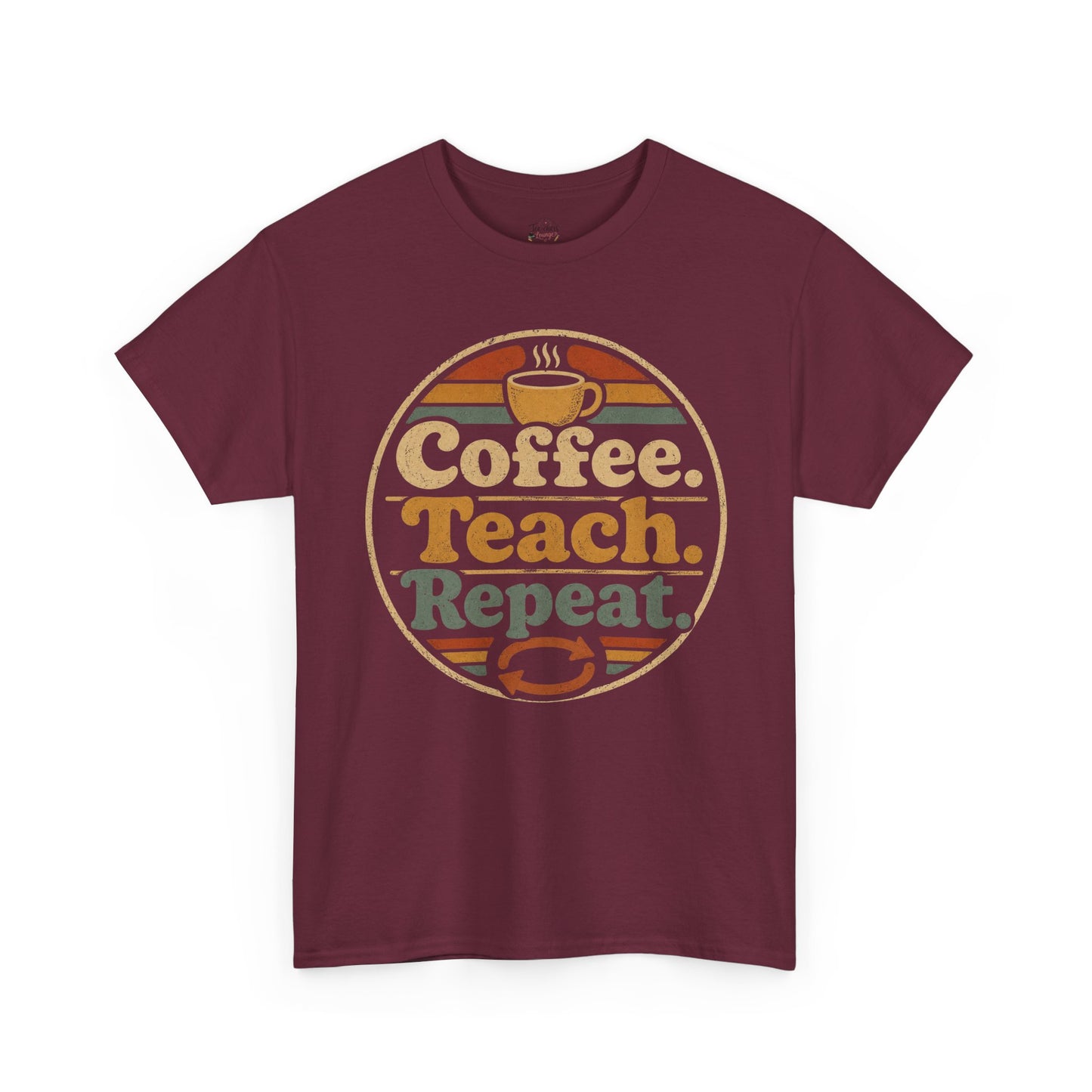 Coffee. Teach. Repeat. Teacher T‑Shirt — Retro Coffee Teacher Tee