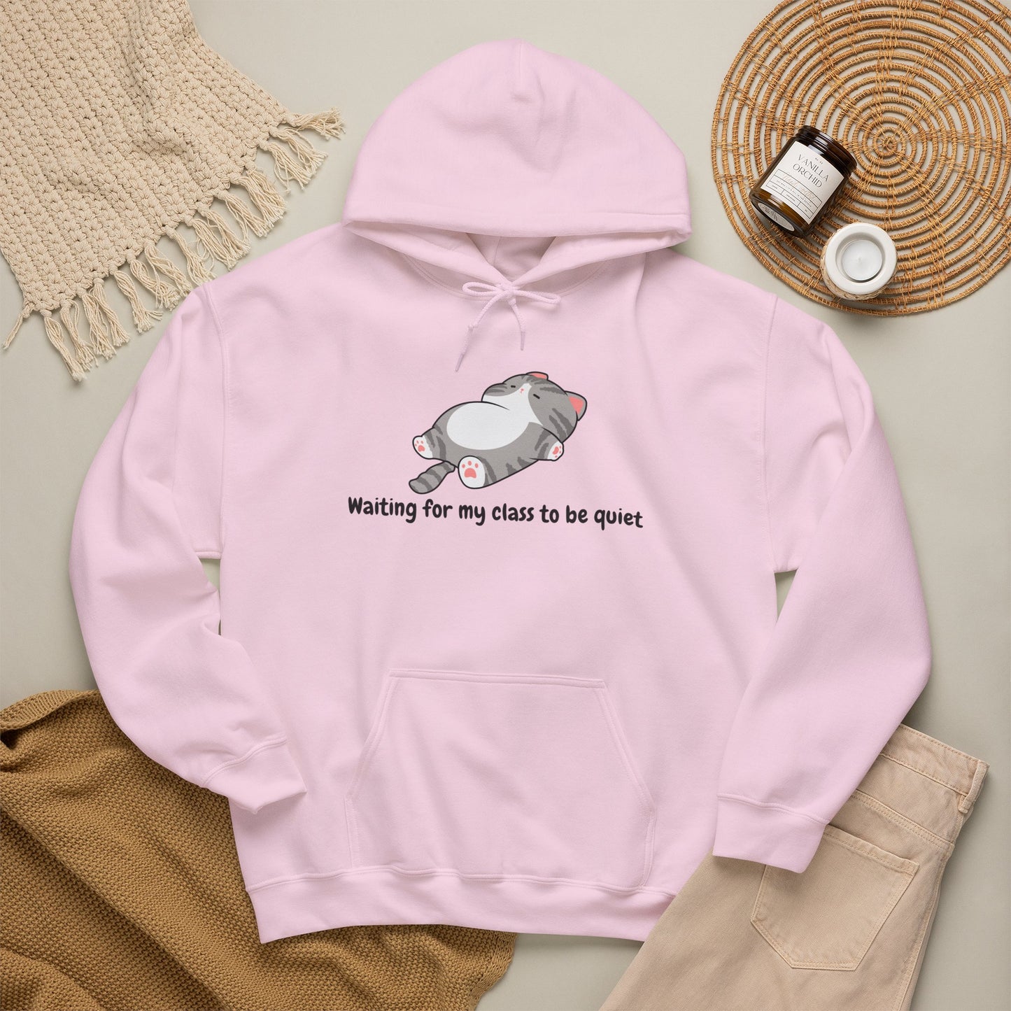 Waiting for my class comfy sweater – "Waiting for my class to be quiet" Cozy TeacherSweatshirt